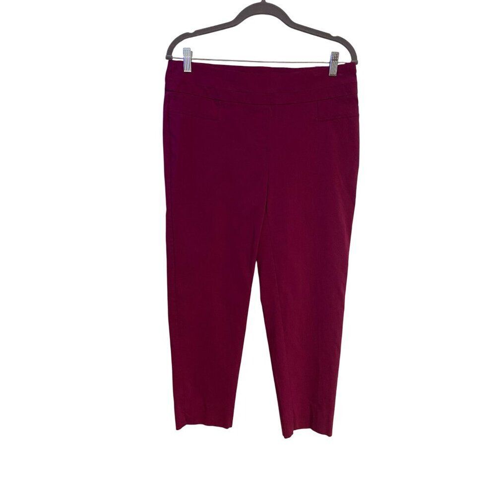 Zac & Rachel Womens Stretch Ankle Pants Size 12 Berry Pink Rayon Blend Casual